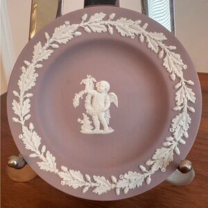 Vintage 1960 Wedgwood Lilac Jasperware Plate with Cupid Motif